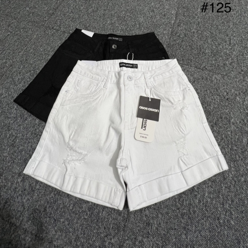 Short jeans trắng đen lật lai rách #125
