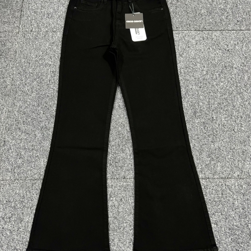 Quần jeans đen ống loe lỡ lai cơ bản #002